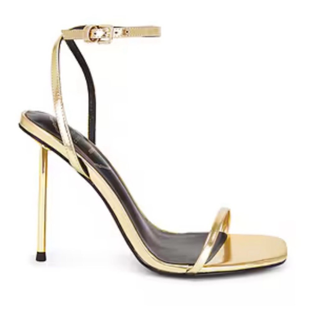 Michael Costello Black and Gold Strappy Heels